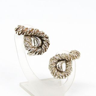 Hermes Metal Clip Earrings Silver