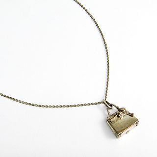 Hermes Kelly Bag Motif Pill Case Silver Women's Necklace (Silver)