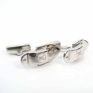 Louis Vuitton Silver 925 Fixed Backing Cufflinks Silver Buton de Manchette Senor Damier with case M64496