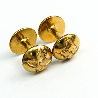 Louis Vuitton Metal Cufflinks Gold Flower Buton de Manchette M30974