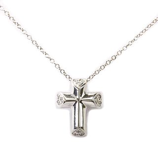 Tiffany Tenderness Cross Necklace White Gold (18K) Diamond Women's Pendant Necklace