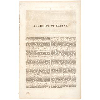 c. 1859 ADMISSION OF KANSAS over the Issue of Slavery and Constitutional Liberty