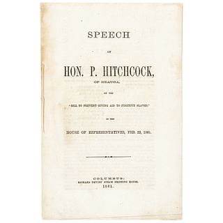 1861 Black History Imprint Speech, Bill to Prevent Giving Aid to Fugitive Slaves