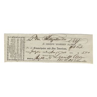 1844-Dated Partly-Printed Receipt for: The Emancipator and Free American