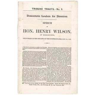 1860 Anti-Slavery SPEECH OF HON. HENRY WILSON the Future US Vice-President