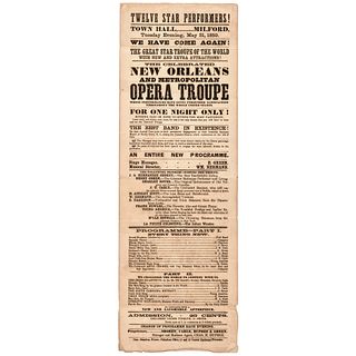 1859 Black History Related New Orleans and Metropolitan Opera Troupe Broadside