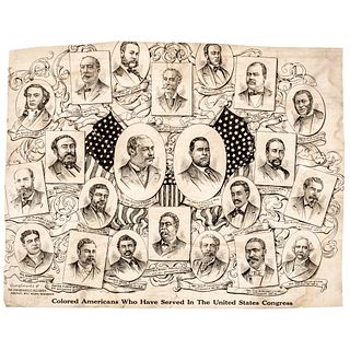 c. 1901 Rare Black History Illustrated Broadside of African-American Congressmen