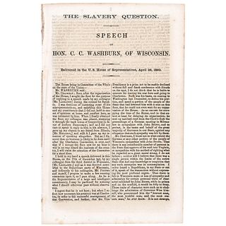 April 26, 1860-Dated Civil War Era Imprint Booklet Titled - THE SLAVERY QUESTION