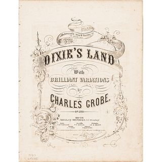 1860 Sheet Music DIXIES LAND with Brilliant Variations by Charles Grobe, NY