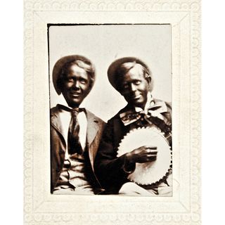 c. 1890s Albumen Photograph entitled: MINSTRELS, two White Men In Blackface