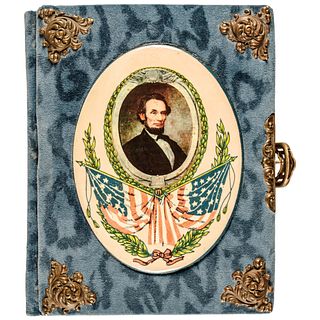 c. 1900 Abraham Lincoln Patriotic Celluloid Portrait Decorated Family Album