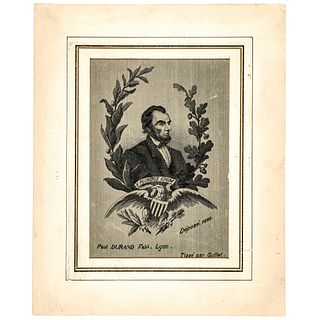 1865-Dated Decorative Abraham Lincoln Woven Silk Portrait Memorial Tribute