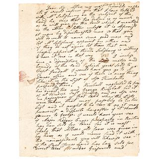 1817 Letter to General William Barton, Mentions Lands of John Paul Jones!