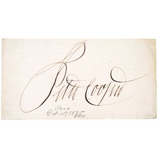 PETER COOPER Autograph Signature, he Designed + Built the Locomotive Tom Thumb