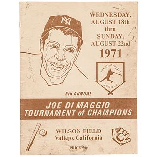 1971 JOE DIMAGGIO Signed Tournament of Champions Program with Photos of DiMaggio