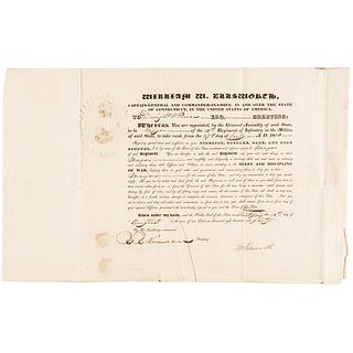 1840 William Ellsworth Signed Military Appointment, 30th Governor of Connecticut
