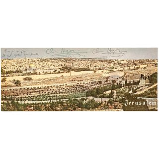 CHAIM HERZOG 6th President of Israel Signed Photograph of the Mount of Olives 