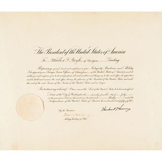 Official Appointment Document With President HERBERT HOOVER Stamped Signature