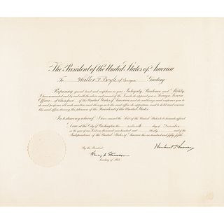 Official Appointment Document With HERBERT HOOVER Stamped Signature