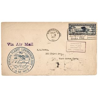 Charles Lindbergh Associated Book + Commemorative Flight Airmail Postal Cover