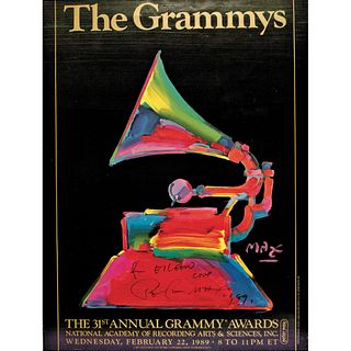 Colorful PETER MAX Inscribed and Signed 1989 Grammy Awards Poster