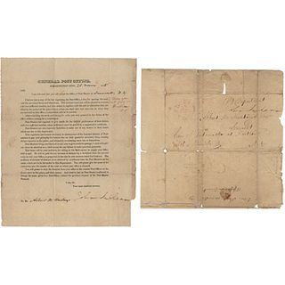 1825 2x Signed JOHN MCLEAN U.S. Supreme Court Justice, U.S. Postmaster General