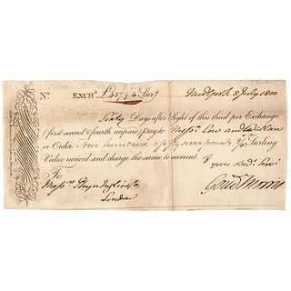 1800 GOUVERNEUR MORRIS Signed Bill of Exchange US Founding Father, Constitution 