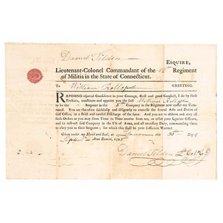 1795 COLONEL DANIEL TILDEN 12th Regiment of the Connecticut Militia Appointment