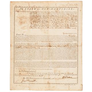 1785 MESHECH WEARE Signed Document as President of New Hampshire
