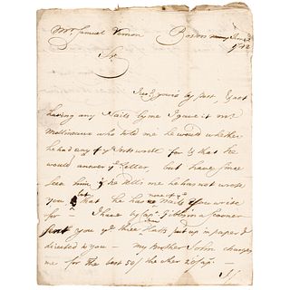 1742 ISAAC WINSLOW Boston TEA PARTY Merchant Autograph Letter Signed