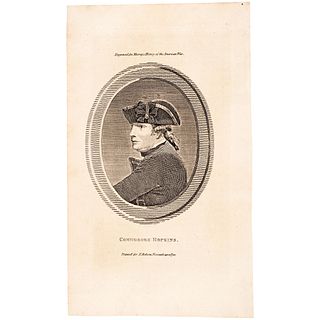 COMMODORE ESEK HOPKINS, Engraving 1782, First Commander of the Continental Navy