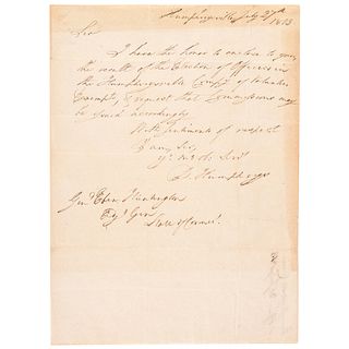 DAVID HUMPHREYS, 1813 Autograph Letter Signed - Known as The Hartford Wit