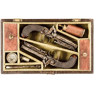 Exceptional Cased Percussion Belt Pistol Pair by RICHARDSON, CORK, c. 1835-1845