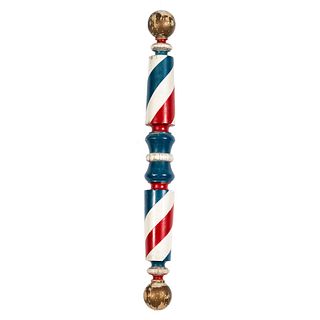 A Turned and Painted Pine Barber Pole, Koken Barber Supply Co., St. Louis, Missouri