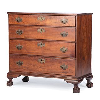 A Chippendale Carved Cherrywood Ball-and-Claw Foot Chest of Drawers, Likely Massachusetts, Circa 1760
