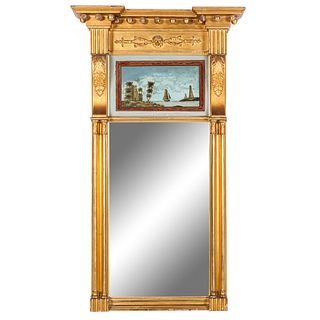 A Classical Giltwood and Églomisé Mirror