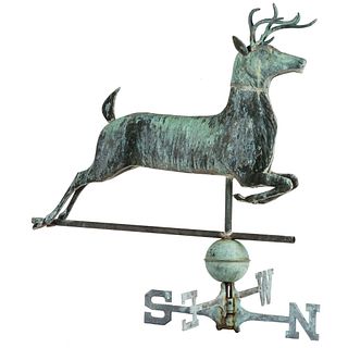 A Molded Sheet Copper and Cast Zinc Leaping Stag Weathervane, in the manner of E.G. Washburne & Co., New York, New York, circa 1890