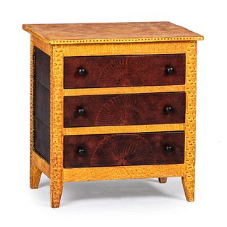 A Country Grain Painted Poplar Diminutive Chest of Drawers, Mid-Atlantic States, Mid-19th Century