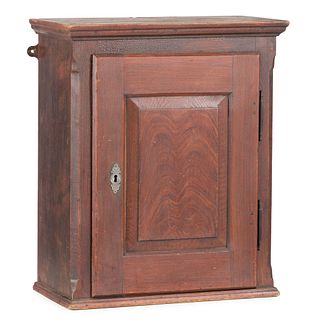 A Country Grain-Painted Pine Hanging Wall Cupboard, likely Mid-Atlantic States