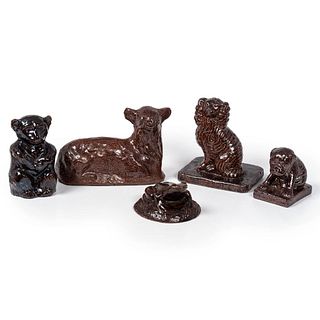 Five Sewertile and Redware Animals