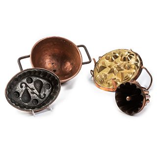 A Copper Candy Kettle and Three Molds