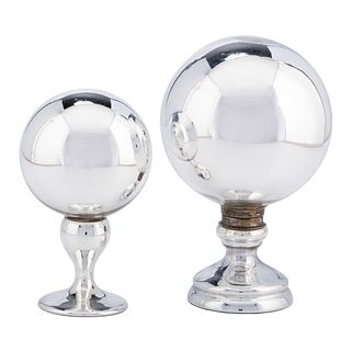 Two Mercury Glass Wig Stands