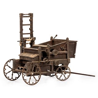 An Agricultural Carved Wood and Iron Corn Sheller Patent Model, Attributed to Berthold Kamp, Evansville, Indiana, Circa 1879