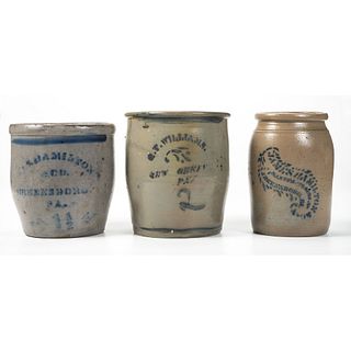 Three Western Pennsylvania Stoneware Jars