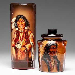 Rick Wisecarver Art Pottery Indian Vase and Jar 
