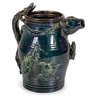 A Rare Midwestern Manganese-Glazed "Temperance" Pitcher