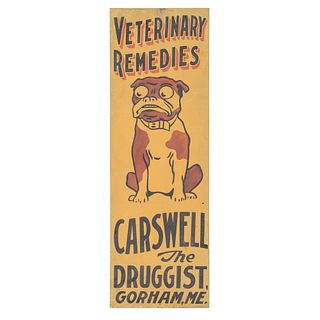 A Painted Tin Carswell the Druggist Advertising Sign, Gorham, Maine