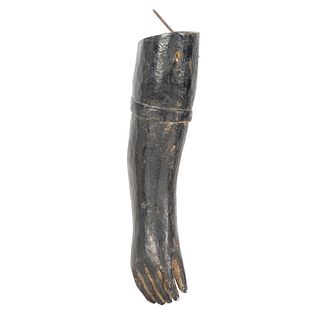 A Painted and Carved Wooden Arm