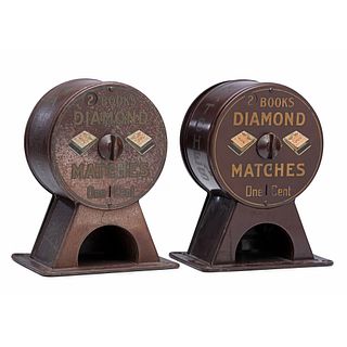 Two Diamond Matches "2 Books for 1 Cent" Match Dispensers, Circa 1920