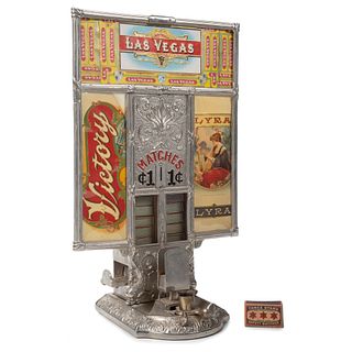 A Northwestern Penny Match Dispenser with Las Vegas Victory Label